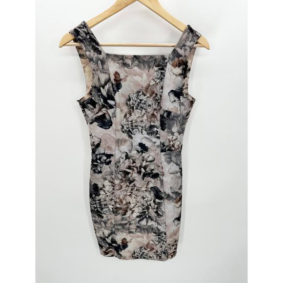 H&M Grey Floral Print Square Neck Knee Length Sleeveless Dress Women's Size 6 - Picture 8 of 8